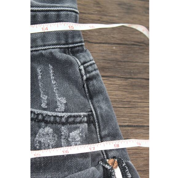 One X Oneteaspoon High Waist Cutoff Roll Cuff Shorts Black Cutout Waist Size 25 - Picture 12 of 12